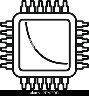 Icône de processeur nano, style de contour Illustration de Vecteur