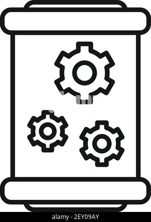 Icône de nanotechnologie de cylindre, style de contour Illustration de Vecteur