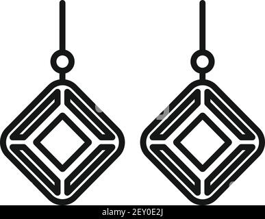 Pierres précieuses boucles d'oreilles icône, style contour Illustration de Vecteur
