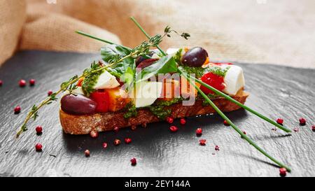 Bruschetta à la citrouille rôties Banque D'Images