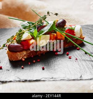 Bruschetta à la citrouille rôties Banque D'Images