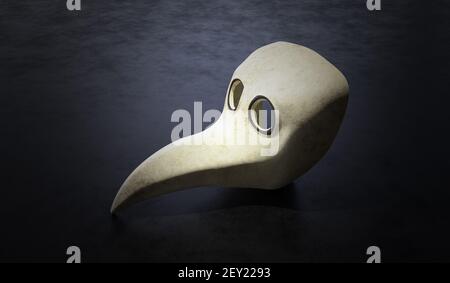 Masque de peste du médecin médiéval sur fond noir. Illustration de rendu 3D. Banque D'Images