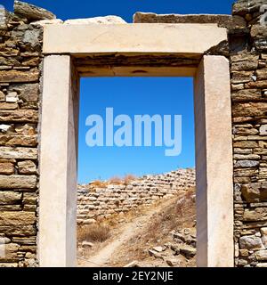 Archéologie dans delos grèce l'Acropole historique et la ruine ancienne site Banque D'Images