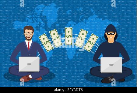 Cyber voleur, Internet scammer. Illustration de Vecteur