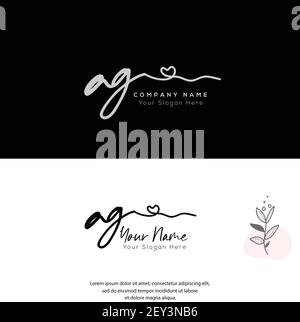 A G AG lettre initiale écriture manuscrite et logo de signature. Logo original du vecteur de beauté .mode, boutique, floral et botanique Illustration de Vecteur
