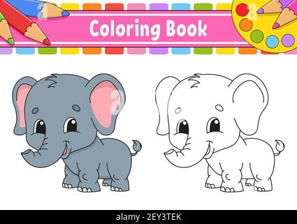 Livre de coloriage pour enfants. Personnage de dessin animé. Illustration vectorielle. Silhouette de contour noire. Isolé sur fond blanc. Thème animal. Illustration de Vecteur