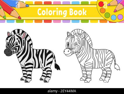 Livre de coloriage pour enfants. Personnage de dessin animé. Illustration vectorielle. Silhouette de contour noire. Isolé sur fond blanc. Thème animal. Illustration de Vecteur