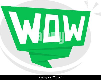 bulle de discours verte avec wow Illustration de Vecteur