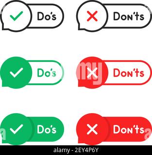 lot de badges à bulles do s and don s. Illustration de Vecteur