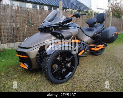 CAN-Am Spyder F3 S Liquid Titanium Special Edition, Finistère, Bretagne, Bretagne, France, Europe Banque D'Images