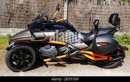 CAN-Am Spyder F3 S Liquid Titanium Special Edition, Finistère, Bretagne, Bretagne, France, Europe Banque D'Images