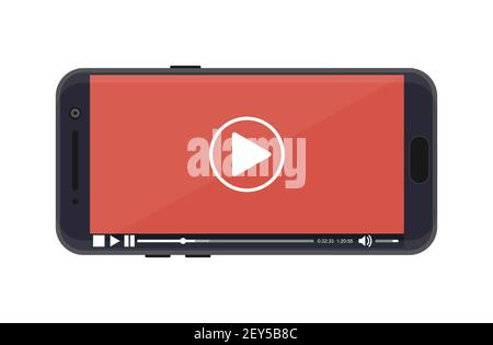 Smartphone moderne avec lecteur vidéo à l'écran. Illustration de Vecteur