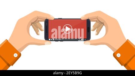Smartphone moderne avec lecteur vidéo à l'écran. Illustration de Vecteur