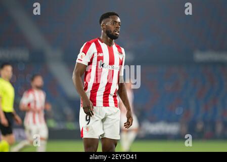 Valence, Espagne. 04e mars 2021. Inaki Williams de l'Athletic Bilbao Club en action pendant le match de deuxième finale de la demi-finale espagnole Copa del Rey entre Levante UD et Athletic Bilbao Club à Ciutat de Valencia . (Score final; Levante UD 1:2 Athletic Bilbao Club) crédit: SOPA Images Limited/Alay Live News Banque D'Images