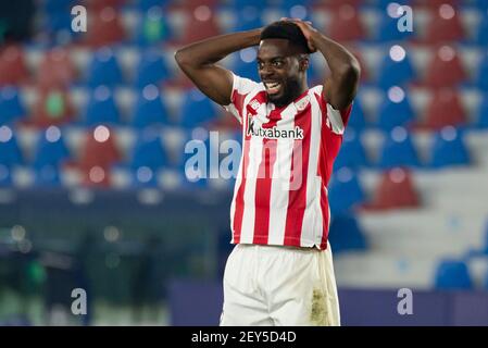 Valence, Espagne. 04e mars 2021. Inaki Williams de l'Athletic Bilbao Club en action pendant le match de deuxième finale de la demi-finale espagnole Copa del Rey entre Levante UD et Athletic Bilbao Club à Ciutat de Valencia . (Score final; Levante UD 1:2 Athletic Bilbao Club) crédit: SOPA Images Limited/Alay Live News Banque D'Images