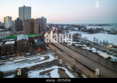 Vue aérienne de Lake Shore Drive Banque D'Images