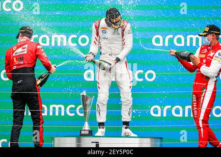 Podium 20 Schumacher Mick (ger), Prema Racing, Dallara F2 2018, 04 Ilott Callum (gbr), Uni-Virtuosi, Dallara F2 2018, 25 Ghiotto Luca (ita), Grand Prix Hitech, Dallara F2 2018, portrait lors de la 3e manche du Championnat de Formule 2 FIA 2020 du 17 au 19 juillet 2020, sur le Hungaroring, À Budapest, Hongrie - photo Antonin Vincent / DPPI Banque D'Images