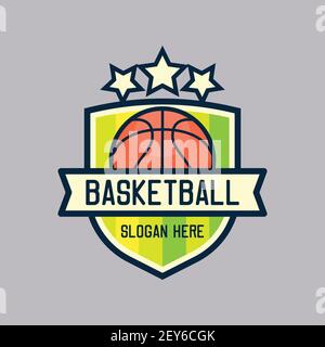 logo basket ball avec espace de texte pour votre ligne d'étiquette de texte, illustration vectorielle Illustration de Vecteur