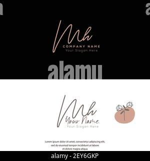 M H MH lettre initiale écriture manuscrite et logo de signature. Logo original du vecteur de beauté .mode, boutique, floral et botanique Illustration de Vecteur