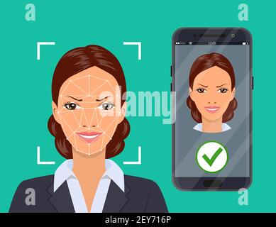 Concept de système de reconnaissance faciale. Illustration de Vecteur