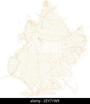 Carte de Brooklyn, ville de New York, quartiers, administration gouvernementale. Rues et quartier. Plan de la ville. États-Unis Illustration de Vecteur