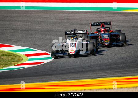 07 Pourchaire Theo (fra), ART Grand Prix, Dallara F3 2019, 14 Fittipaldi Enzo (BRA), HWA Racelab, Dallara F3 2019, action lors de la 9ème manche du Championnat FIA Formula 3 2020 du 11 au 13 septembre 2020 sur l'Autodromo Internazionale del Mugello, à Scarperia e San Piero, près de Florence, Italie - photo Florent Gooden / DPPI Banque D'Images