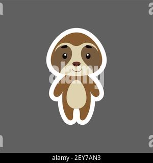 Adorable petit sticker de sloth de bébé. Personnage animal de dessin animé pour les cartes d'enfants, douche de bébé, invitation d'anniversaire, intérieur de maison. vec puériculture de couleur vive Illustration de Vecteur