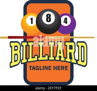 logo de billard avec espace de texte pour votre ligne d'étiquette de texte, illustration vectorielle Illustration de Vecteur