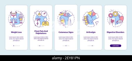 Écran de la page d'application mobile d'intégration des effets post-covid sur la santé avec des concepts Illustration de Vecteur
