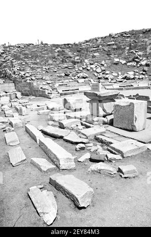 En delos grèce l'Acropole historique et l'ancien site de ruine Banque D'Images