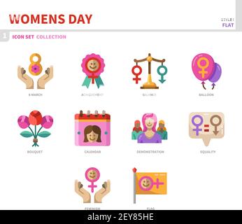ensemble d'icônes de jour pour femme, style plat couleur, vecteur et illustration Illustration de Vecteur