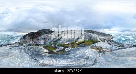 Vue panoramique à 360° de 360 vue sur Ilulissat icefjord