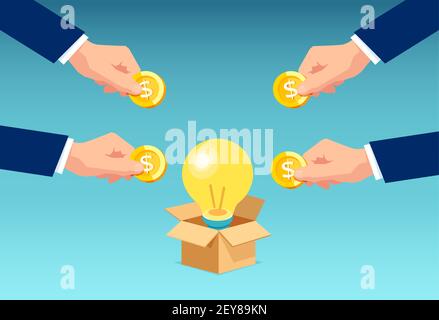 Vecteur de gens d'affaires investissant de l'argent dans une idée brillante Illustration de Vecteur
