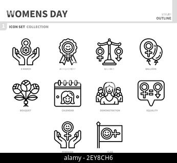 ensemble d'icônes de jour pour femme, style de contour, vecteur et illustration Illustration de Vecteur