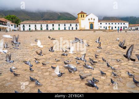 Église paroissiale de la place principale, Villa de Leyva, Boyaca, Colombie Banque D'Images