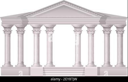 Colonnes blanches anciennes réalistes composition réaliste avec style 3d activé illustration vectorielle sur fond blanc Illustration de Vecteur