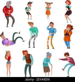 Ensemble réaliste de hommes et de femmes riant les gens adultes et enfants isolés sur une illustration vectorielle de dessin animé sur fond blanc Illustration de Vecteur