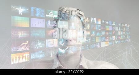 Futuriste Virtual Reality Background ou VR AR XR concept Banque D'Images