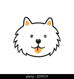 Joli visage spitz de Pomeranian. Icône de la tête de chien spitz allemande. Illustration vectorielle isolée dessinée à la main Illustration de Vecteur