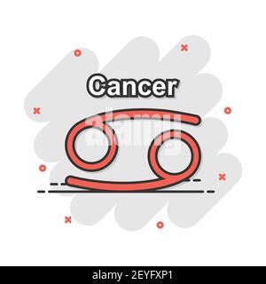 Cartoon Vector zodiac cancer icône dans le style comique. Signe astrologie illustration pictogramme. Horoscope Cancer effet splash business concept. Illustration de Vecteur