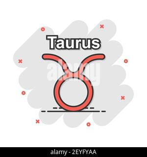 Cartoon Vector icône zodiac taureau dans le style comique. Signe astrologie illustration pictogramme. Horoscope taureau effet splash d'entreprise concept. Illustration de Vecteur