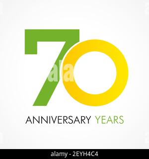 numéros du 70 e anniversaire. logotype de 70 ans. Des félicitations créatives et audacieuses. Modèle de conception graphique Web abstrait isolé. Félicitations avec les anneaux de creuser Illustration de Vecteur