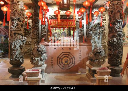 GEORGETOWN, P, MALAISIE - 02 février 2020 : réception d'un hôtel de style ancien autel de temple chinois à Georgetown, Penang, Malaisie, le 2 février Banque D'Images