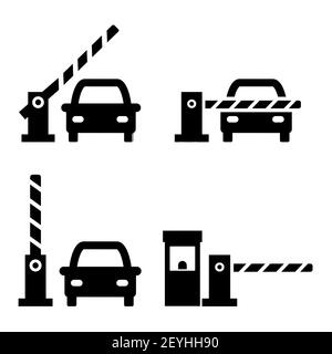 Les barrières de sécurité pour voitures et parkings définissent une icône vectorielle Illustration de Vecteur