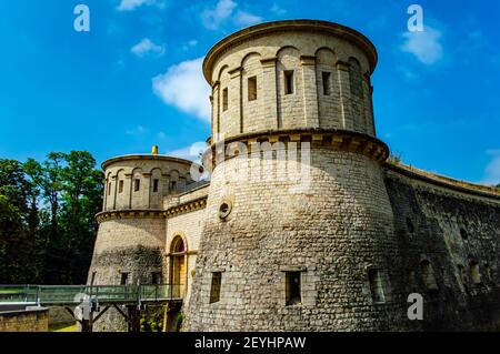 Luxembourg City, Luxembourg - 15 juillet 2019 : fort Thungen connu sous le nom de forteresse des trois Acorns, une célèbre fortification médiévale dans la ville de Luxembourg Banque D'Images