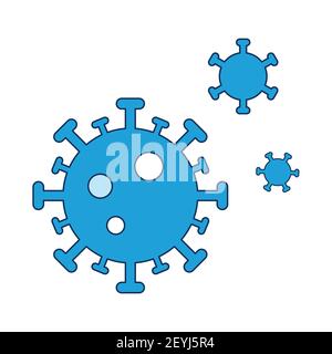 Icône du coronavirus COVID-19 un modèle d'affiche médicale en nuances de bleu. Cellule de l'agent pathogène de la grippe respiratoire. Illustration vectorielle isolée sur une wh Illustration de Vecteur