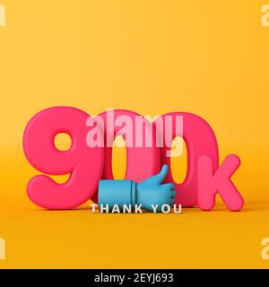 Merci 900 mille abonnés. Bannière de médias sociaux. Rendu 3D Banque D'Images