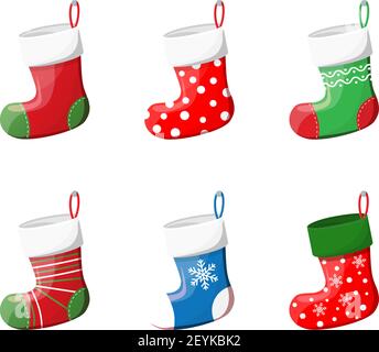 Ensemble de chaussettes de Noël mignons Illustration de Vecteur