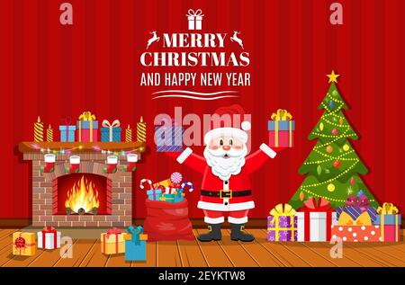 Boîte cadeau contenant le Père Noël Illustration de Vecteur