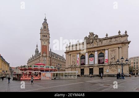 Chambre de commerce et opéra sur la place du théâtre Lille Banque D'Images